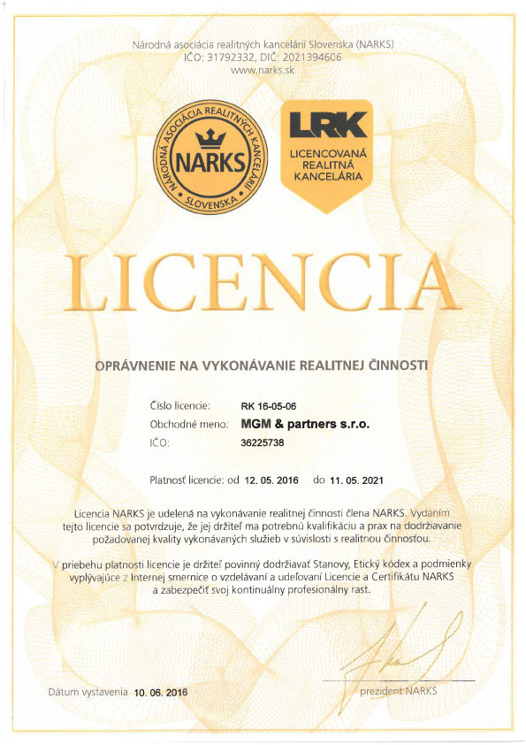 Certifikát MGM